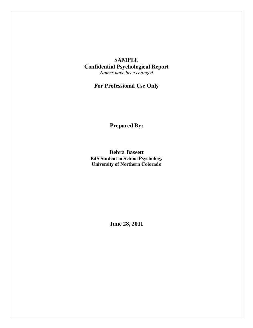 Full Psychological Reportsampledebrajean333 Via Pertaining To School Psychologist Report Template