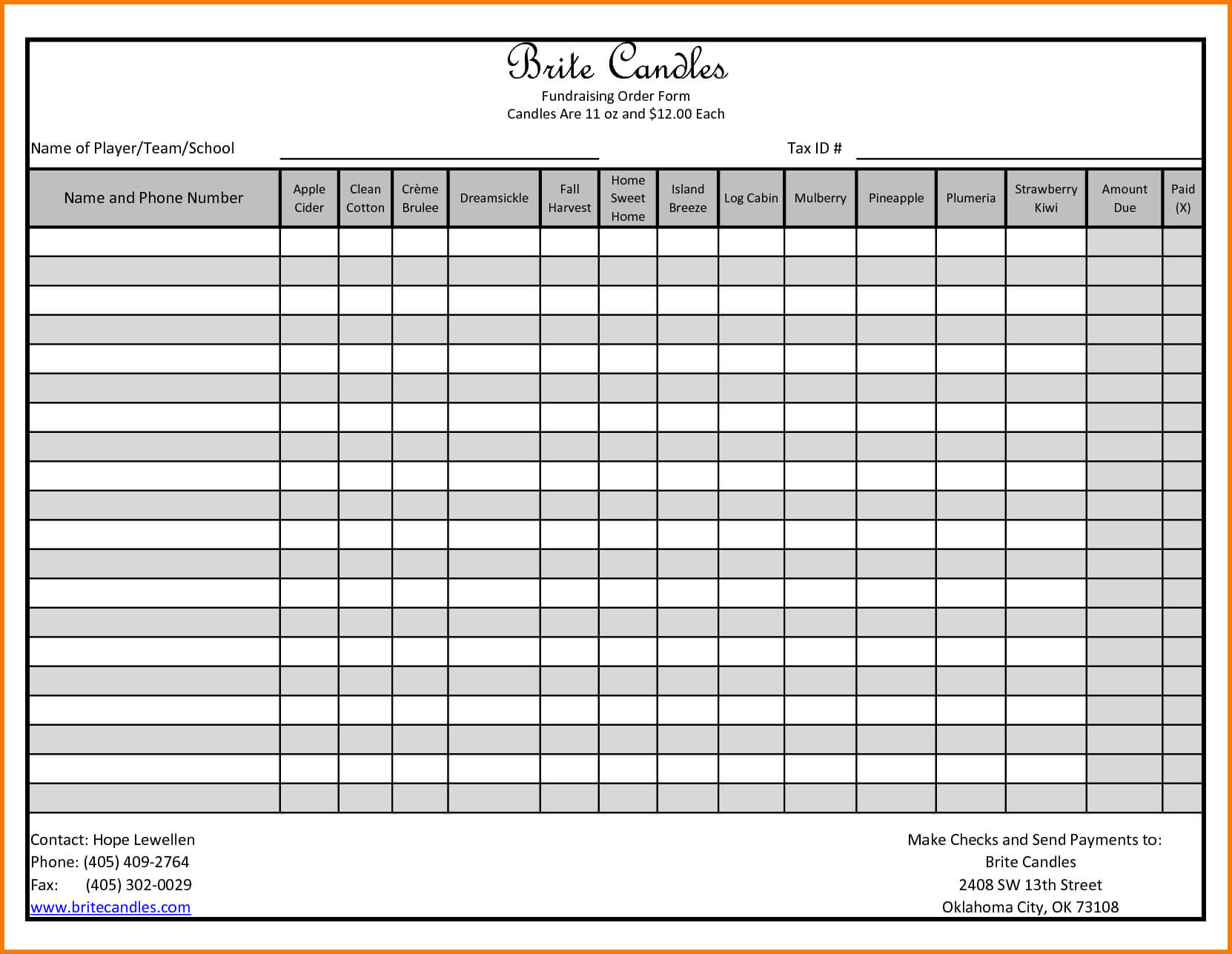 Fundraiser Order Form Template Excel | Order Form Template For Blank Fundraiser Order Form Template