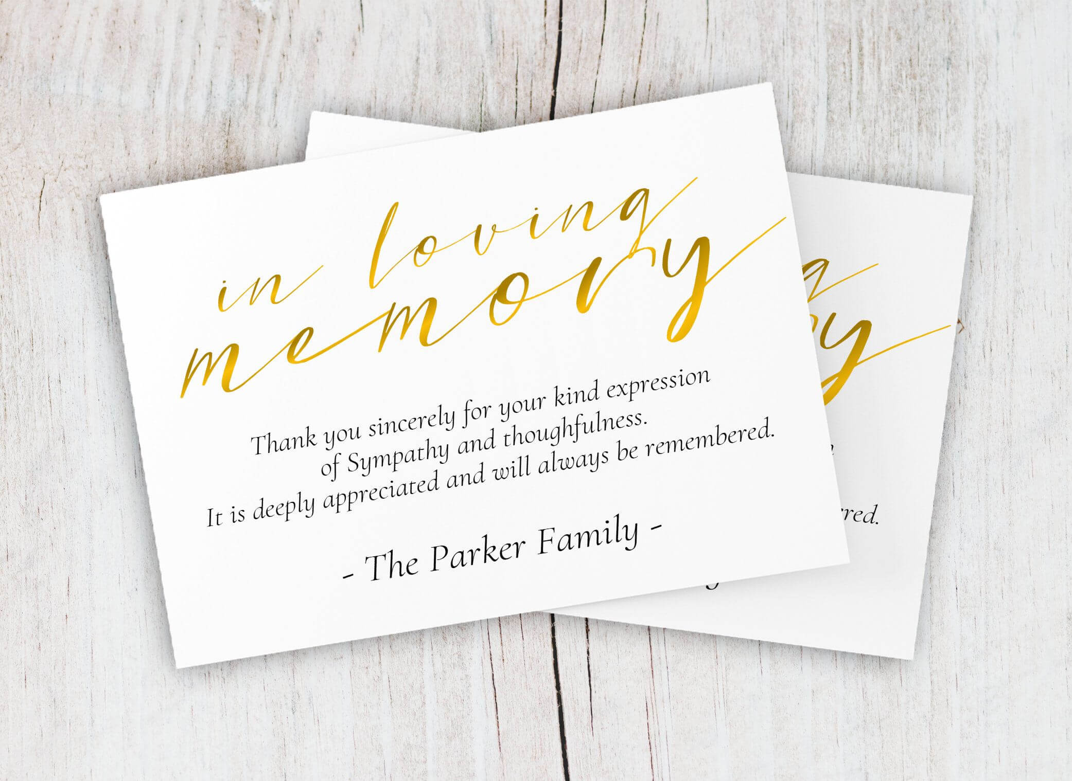 Funeral Thank You Card, Printable Memorial Thank You Card With Sympathy Thank You Card Template