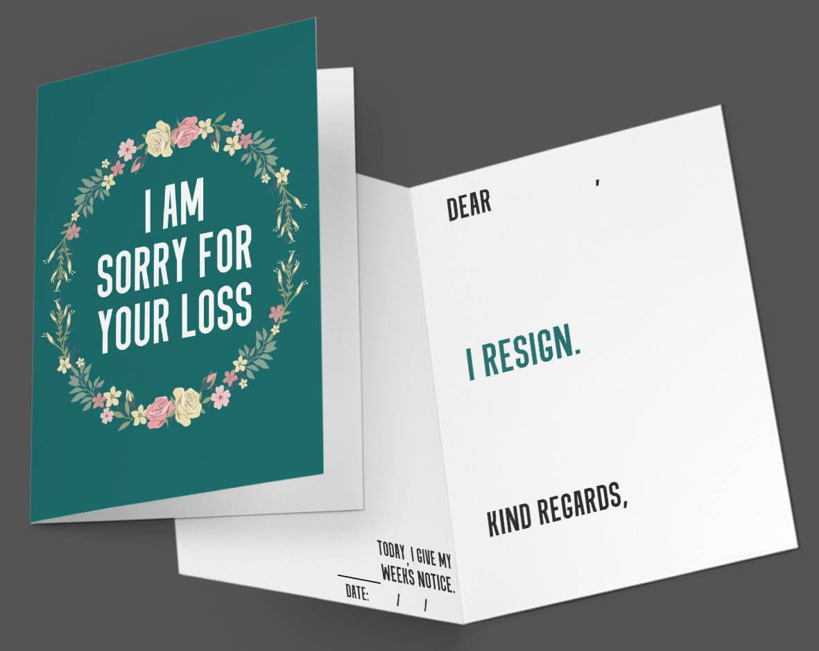 Funny Resignation Idea. I'm Sorry For Your Loss Card. | Etsy Intended For Sorry For Your Loss Card Template