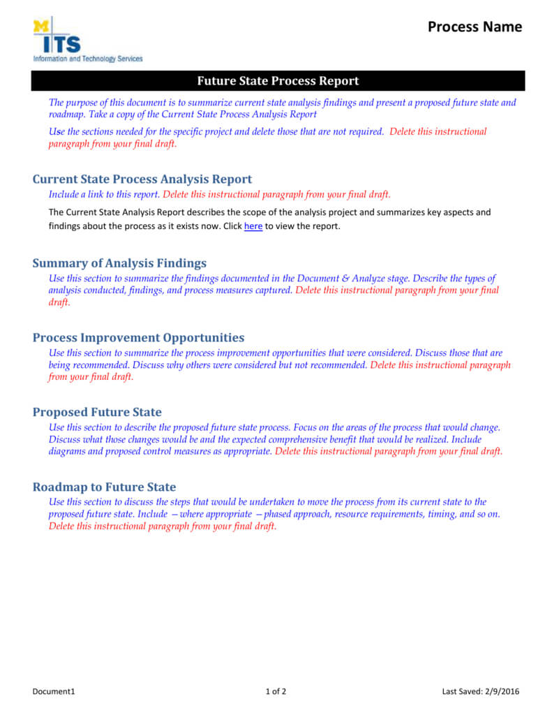 Future State Process Report Template Regarding State Report Template