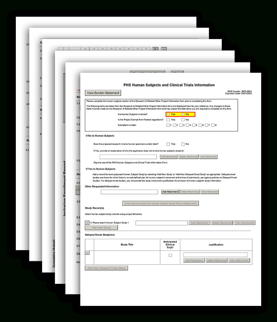 G.500 – Phs Human Subjects And Clinical Trials Information In Case Report Form Template Clinical Trials