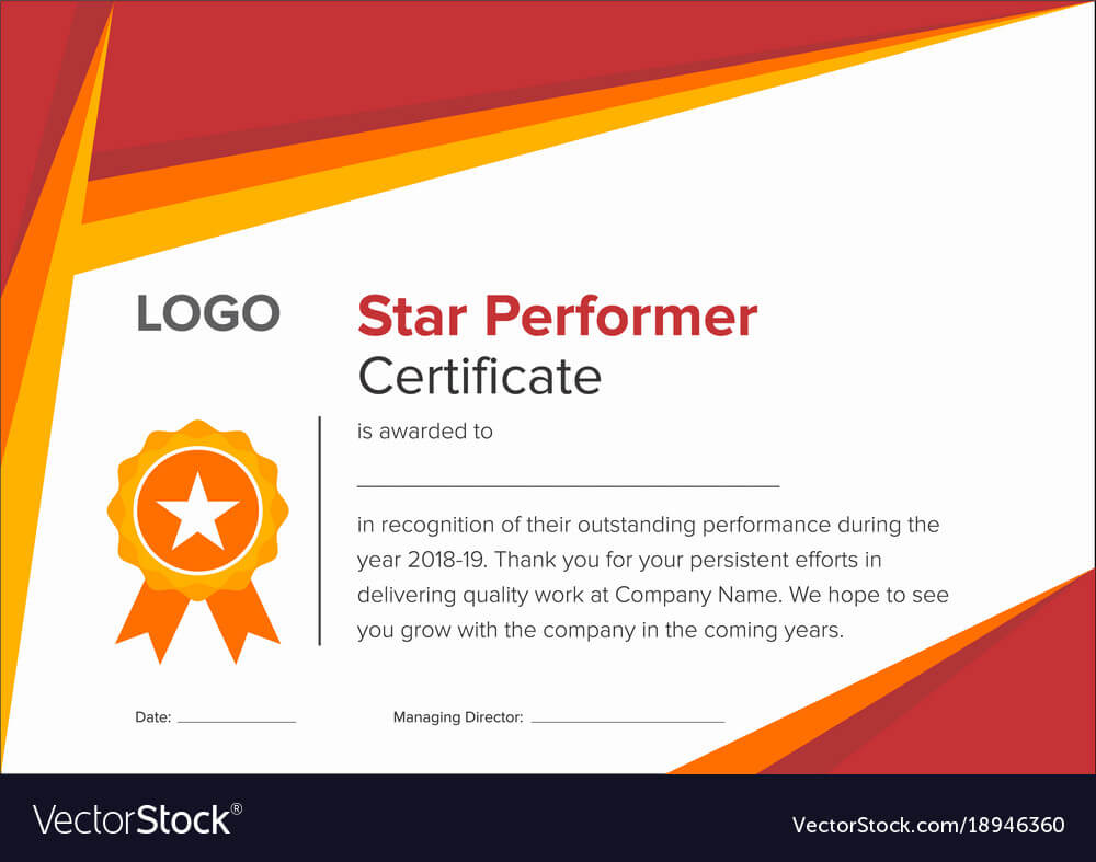 Geometric Red And Gold Star Performer Certificate Pertaining To Star Performer Certificate Templates