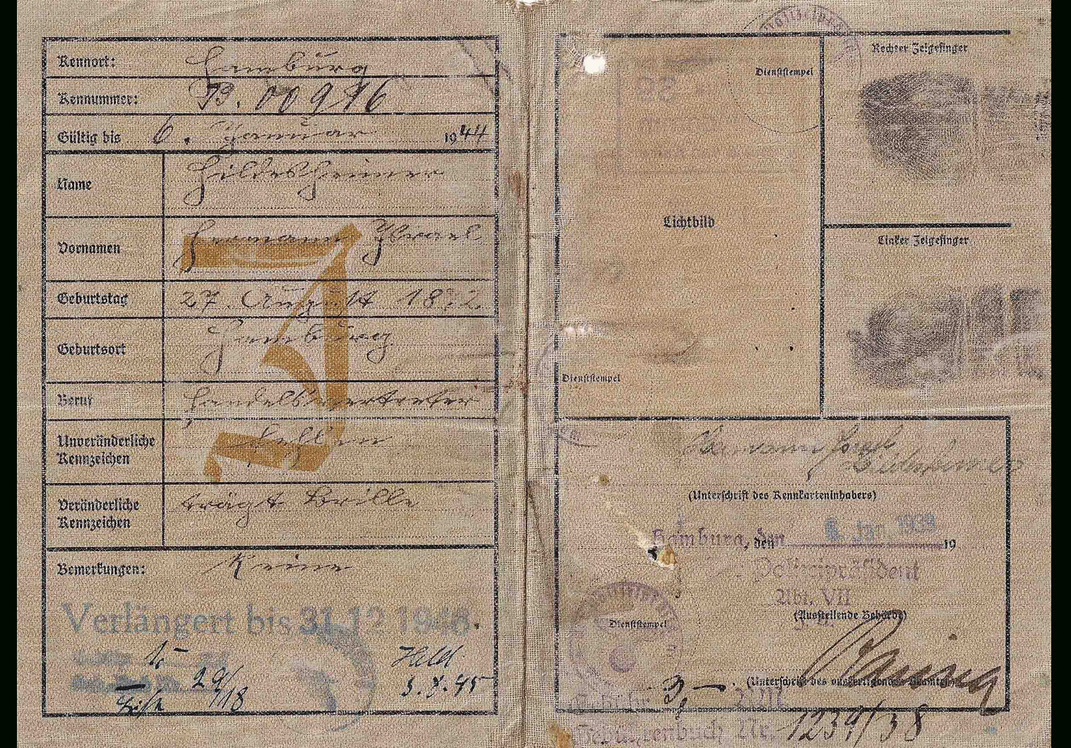 German Special Issued Id's For Jews – Our Passports Throughout World War 2 Identity Card Template