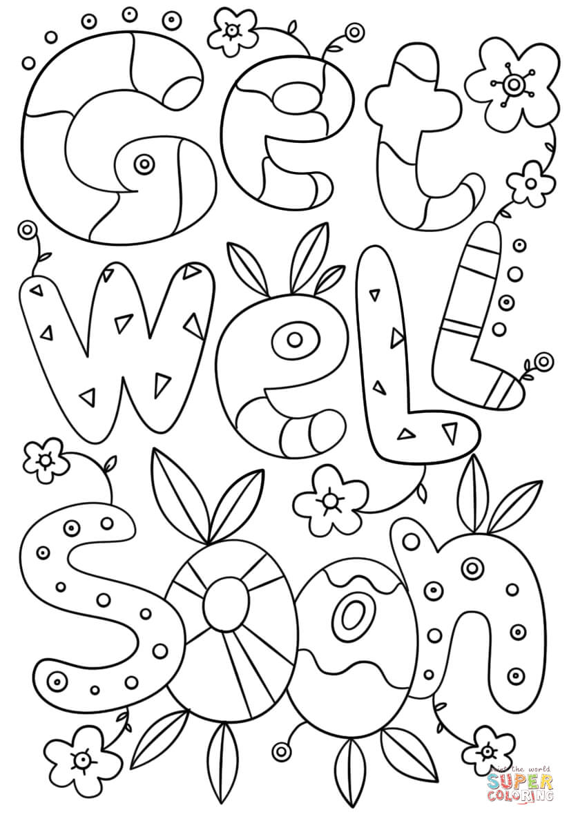 Get Well Soon Doodle Coloring Page | Free Printable Coloring With Get Well Soon Card Template