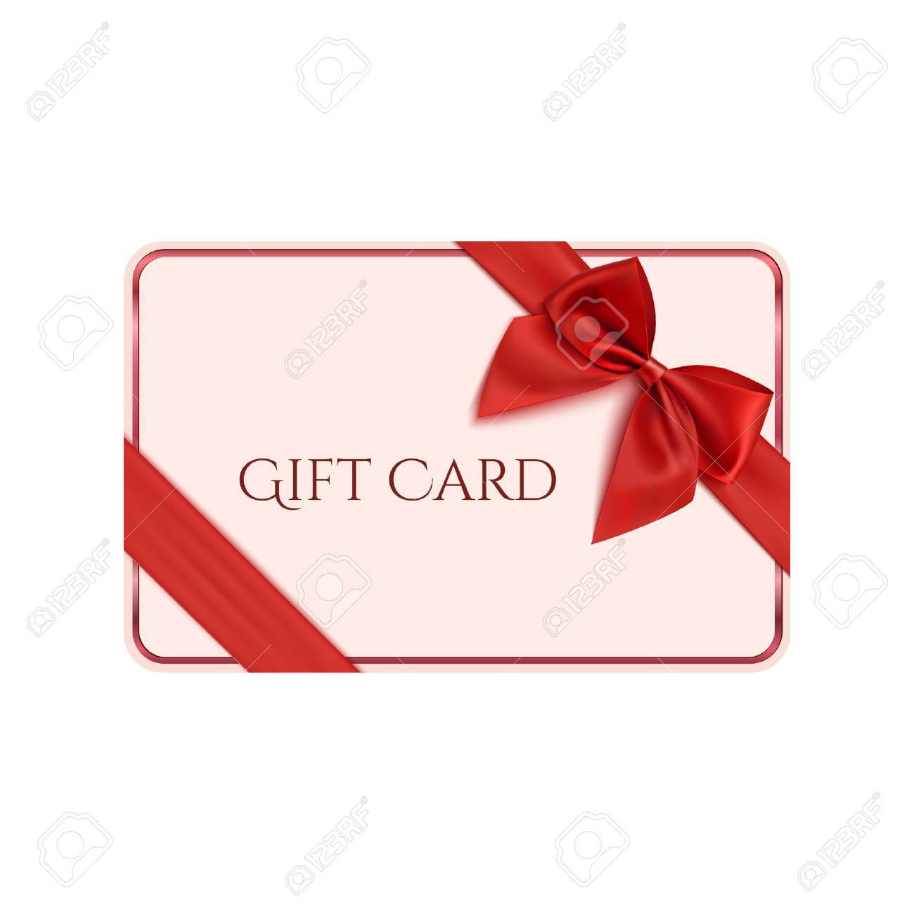 Gift Card Template With Red Ribbon And A Bow. Vector Illustration Within Present Card Template