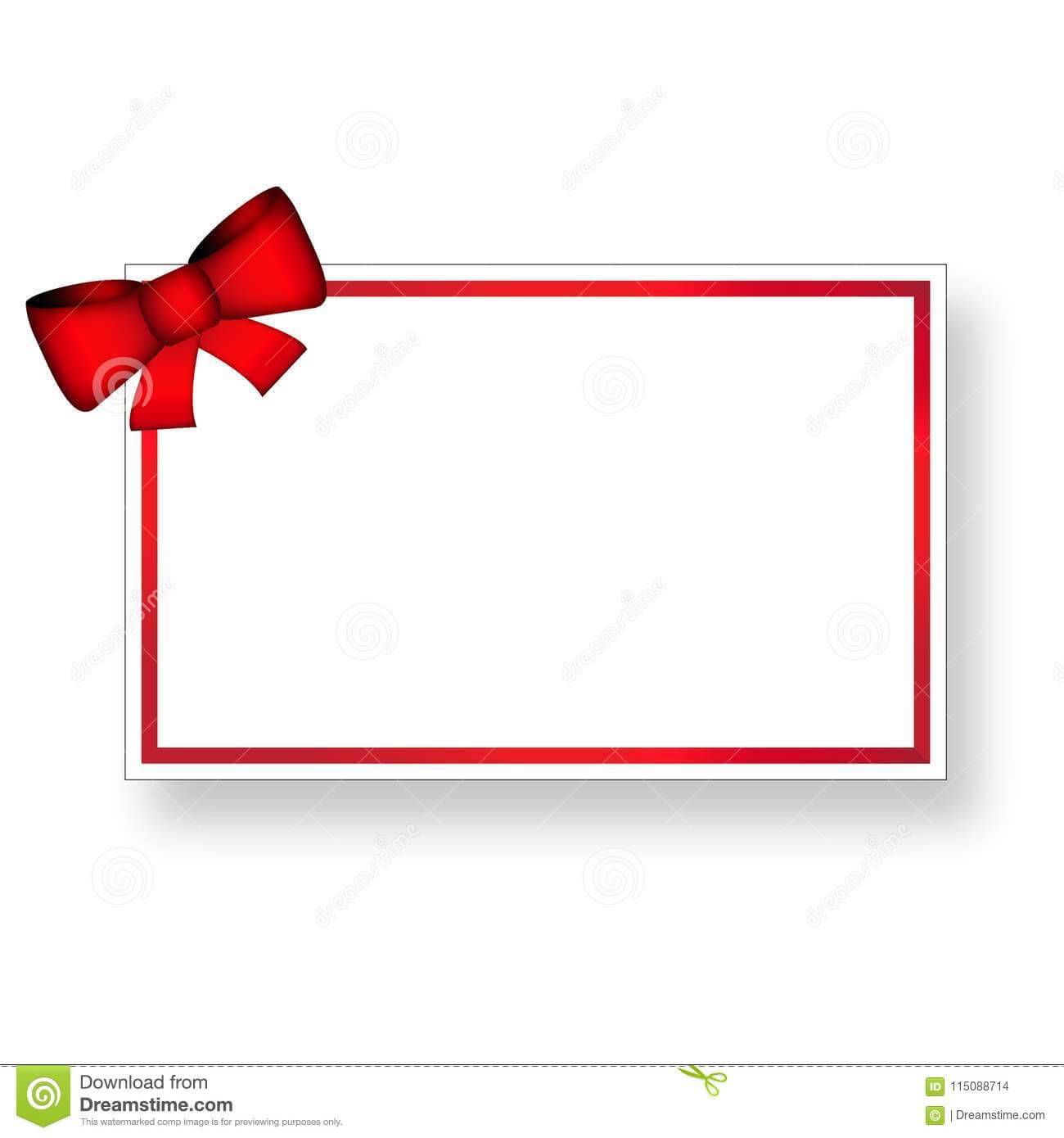 Gift Card Template With Ribbon And Red Bow Stock Vector Throughout Gift Card Template Illustrator
