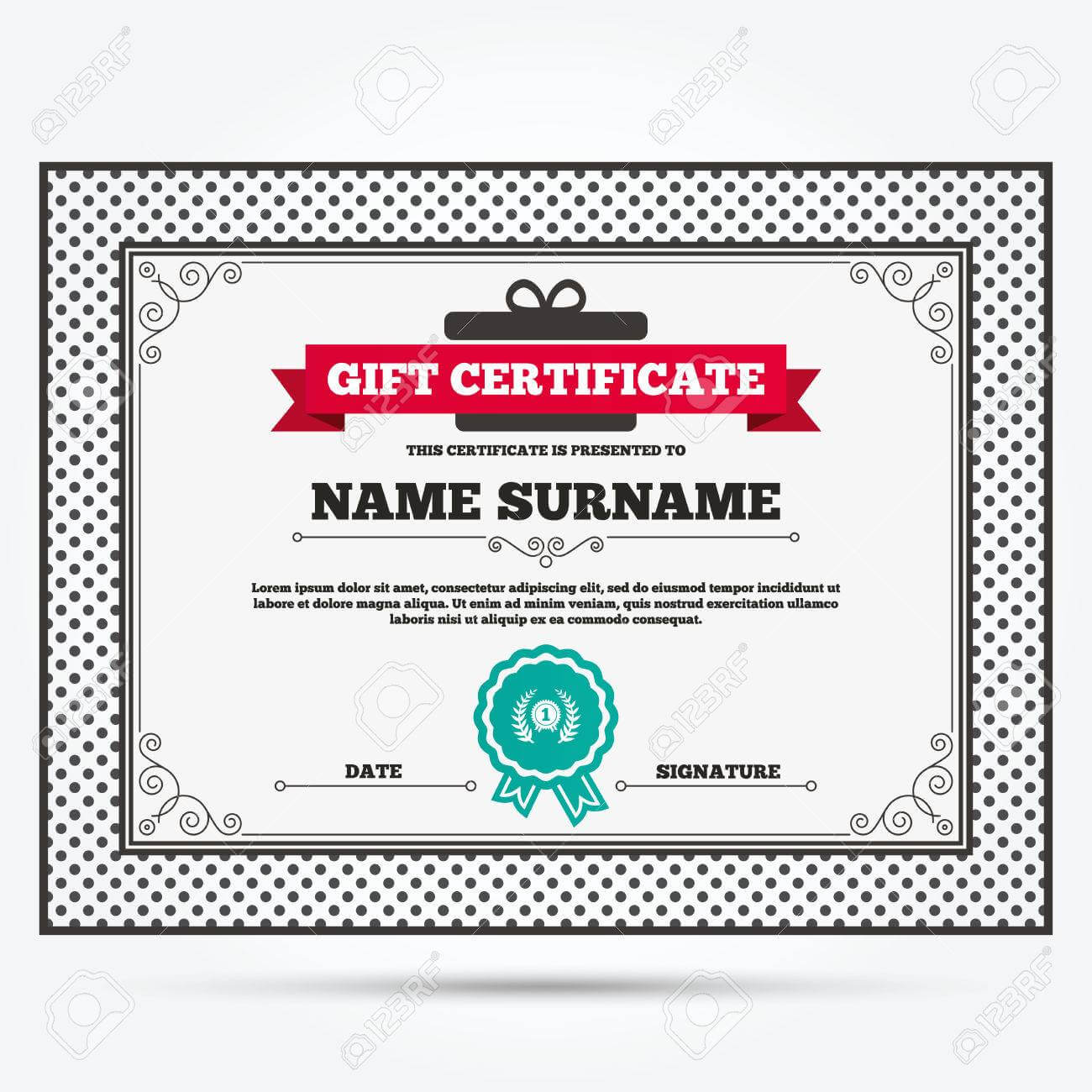 Gift Certificate. First Place Award Sign Icon. Prize For Winner.. Regarding First Place Award Certificate Template