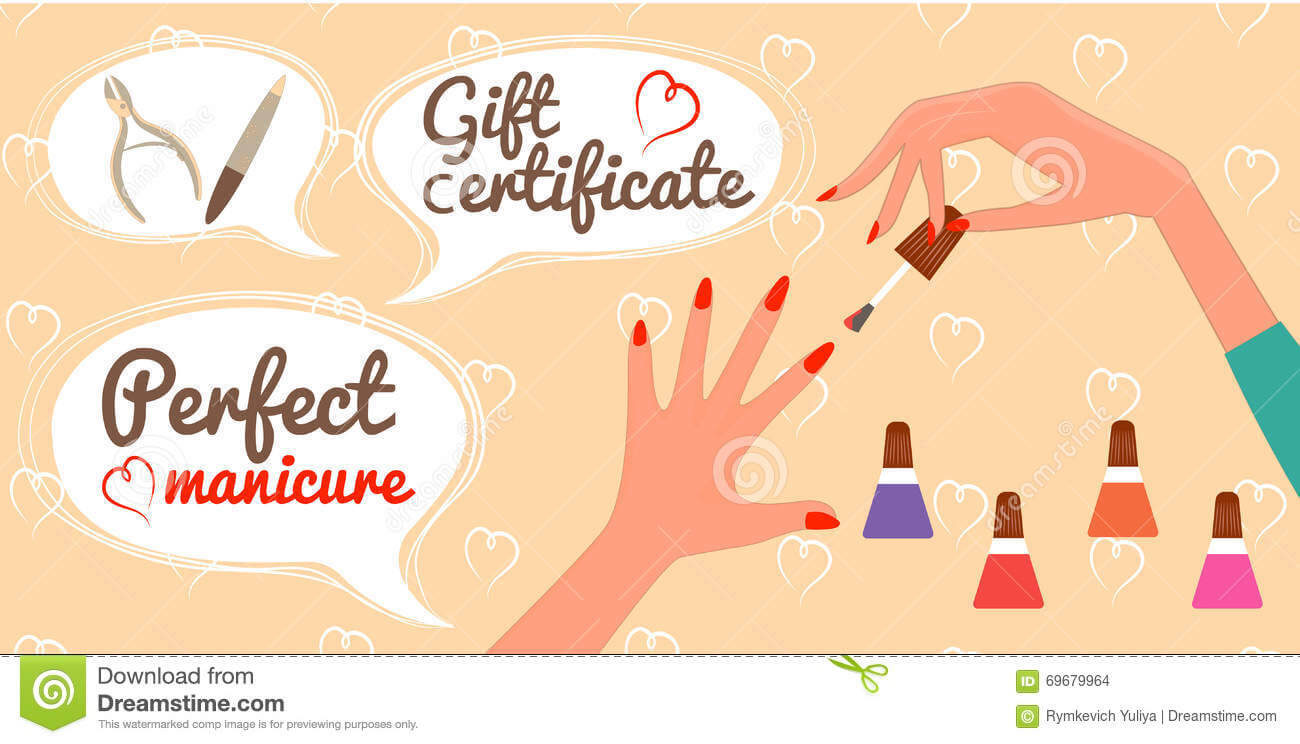 Gift Certificate Perfect Manicure Nail Salon Stock Vector Regarding Nail Gift Certificate Template Free