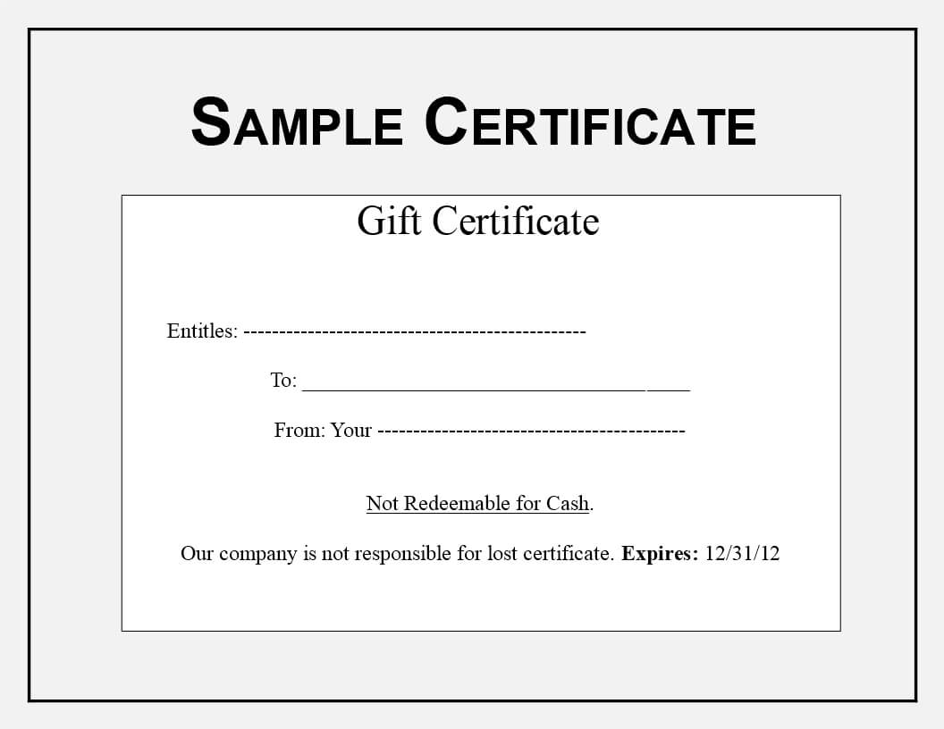 Gift Certificate Sample | Templates At Allbusinesstemplates Pertaining To Sales Certificate Template
