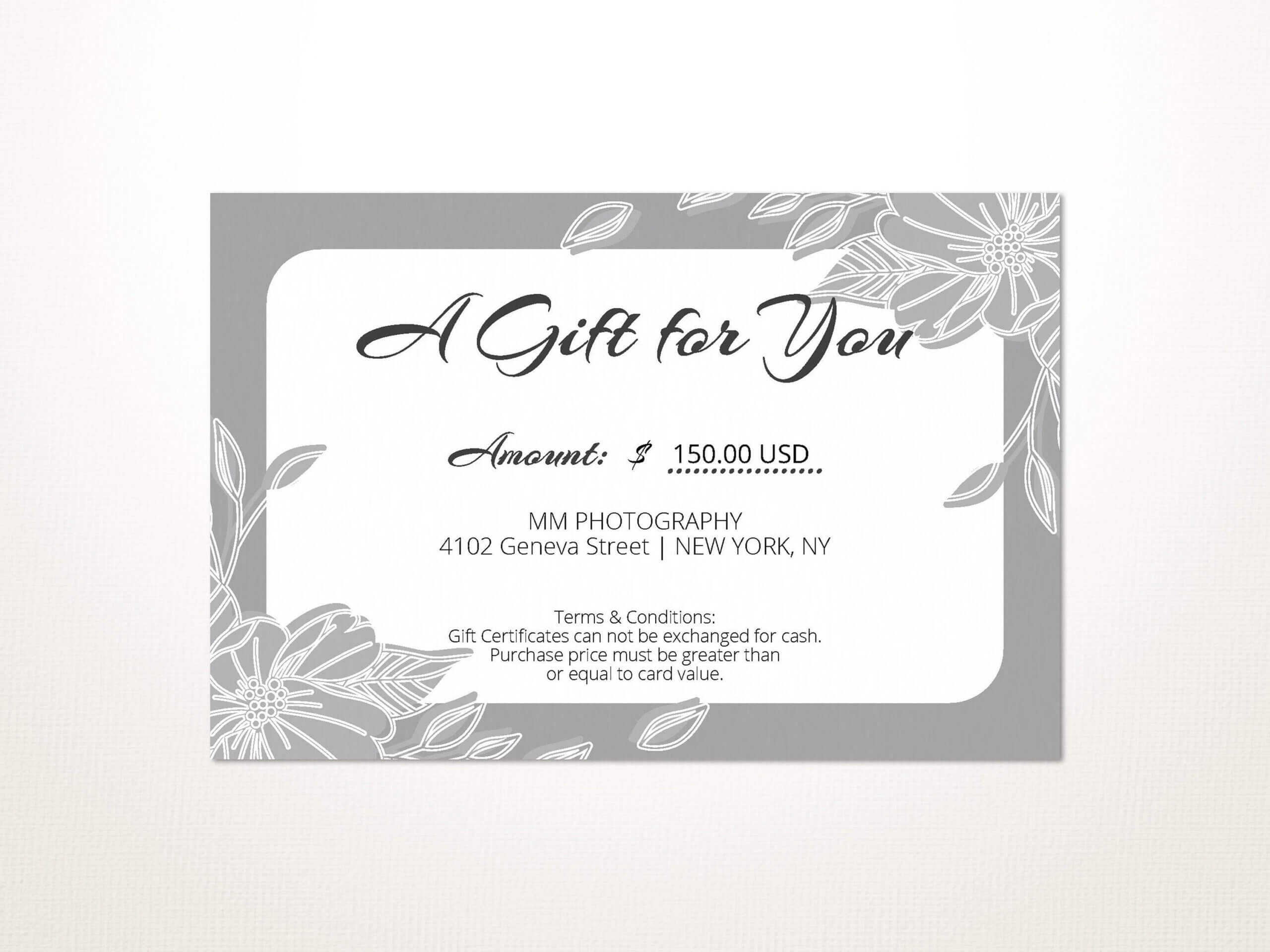 Gift Certificate Template, A Gift For You, Gift Voucher Within Black And White Gift Certificate Template Free