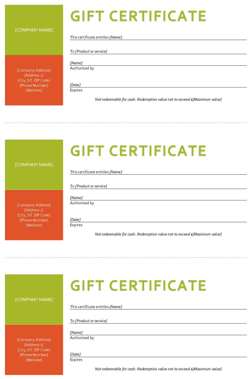 Gift Certificate Template - Sample Gift Certificate For Company Gift Certificate Template