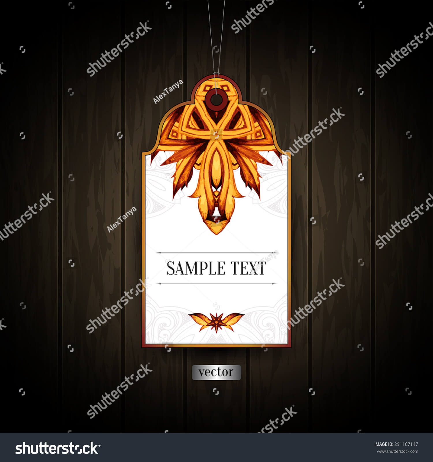 Gift Tag Ornamental Pattern Abstract Floral Stock Vector With Blank Luggage Tag Template