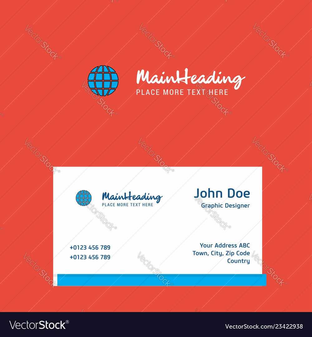 Globe Logo Design With Business Card Template Vector Image On Vectorstock Regarding Adobe Illustrator Business Card Template