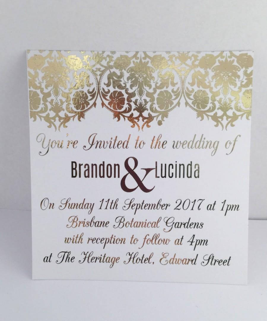 Gold Foil Wedding Invitation Set With Rsvp Card – Sample In Engagement Invitation Card Template