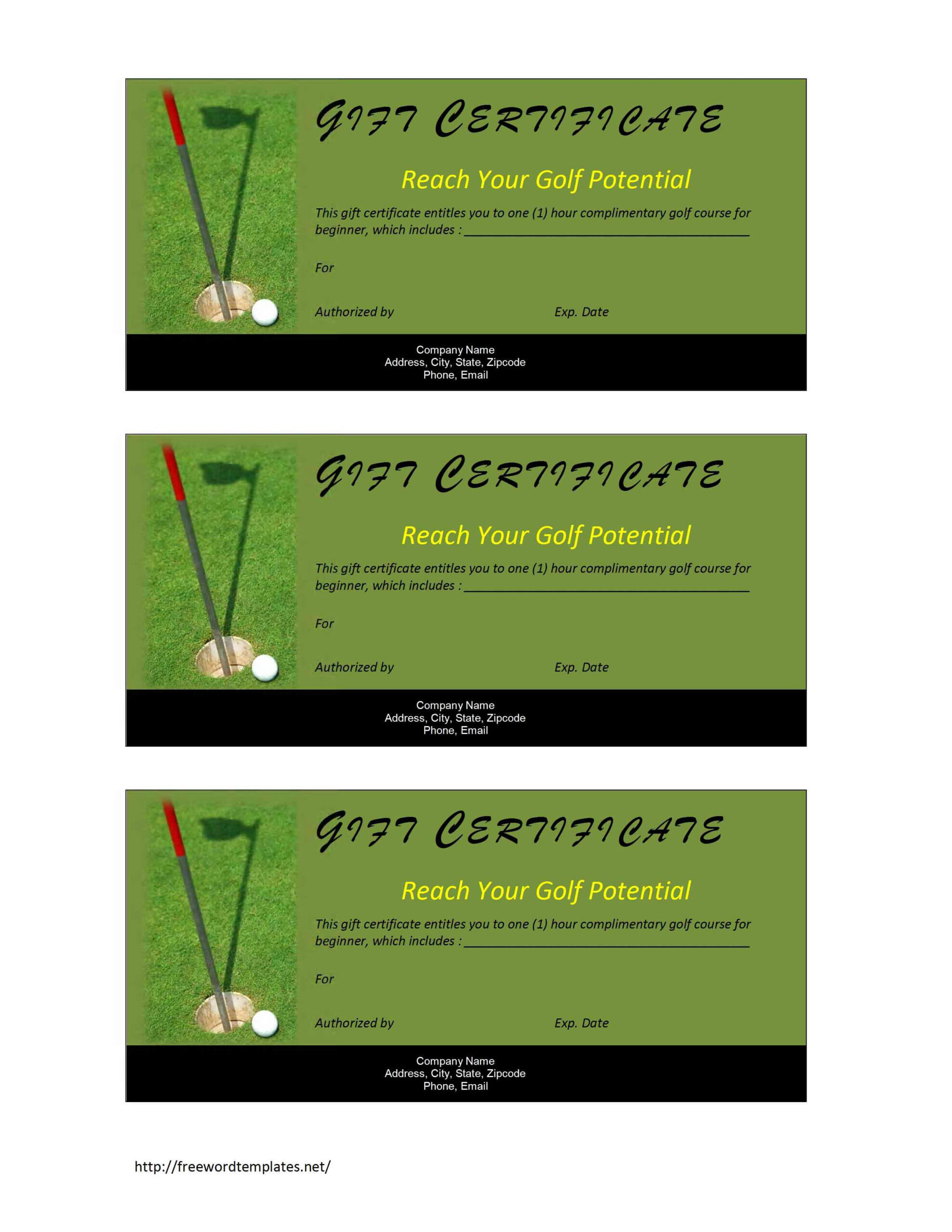 Golf Course Gift Certificate Template Free | Resume Writing Regarding Golf Gift Certificate Template