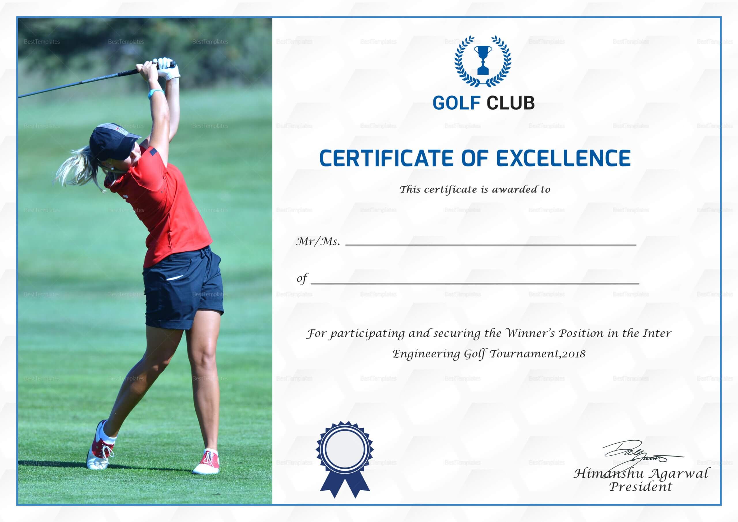 Golf Excellence Certificate Template Intended For Golf Certificate Templates For Word