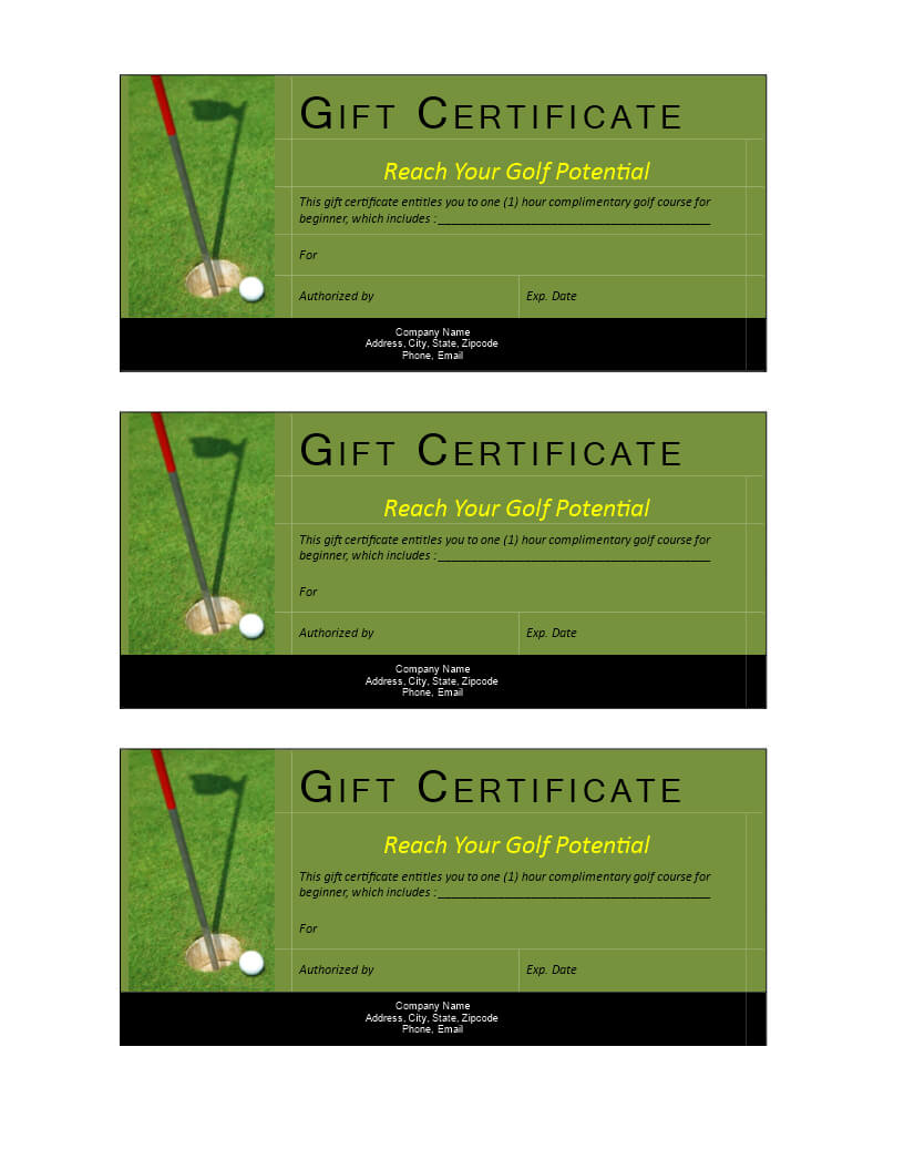 Golf Gift Non Cash Value Voucher – Download This Free Intended For Golf Certificate Template Free