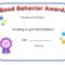 Good Behavior Award Certificate | Printable Certificates Regarding Hayes Certificate Templates