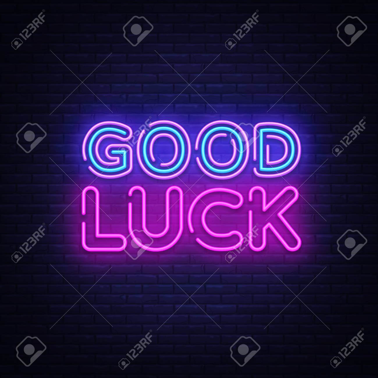 Good Luck Neon Sign Vector. Good Luck Design Template Neon Sign,.. Regarding Good Luck Banner Template