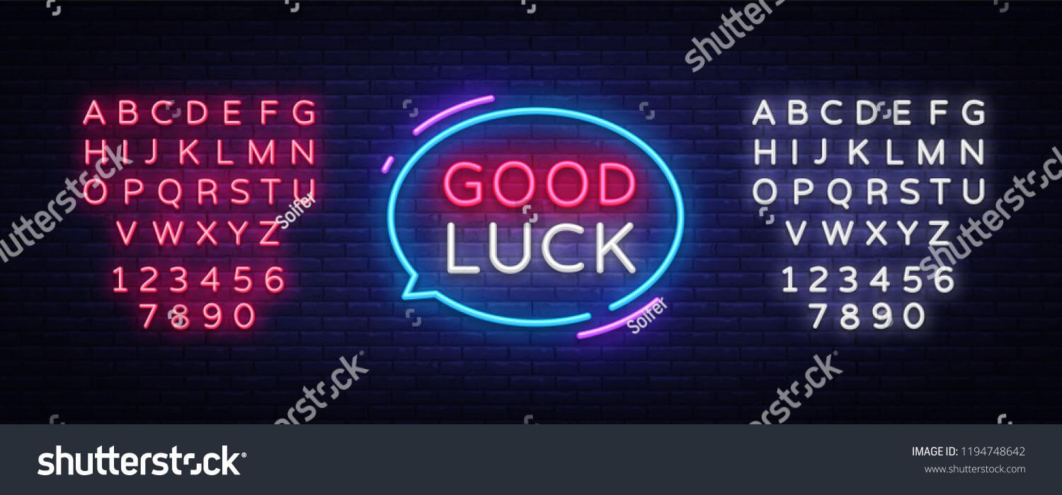 Good Luck Neon Text Vector. Good Luck Neon Sign, Design In Good Luck Banner Template