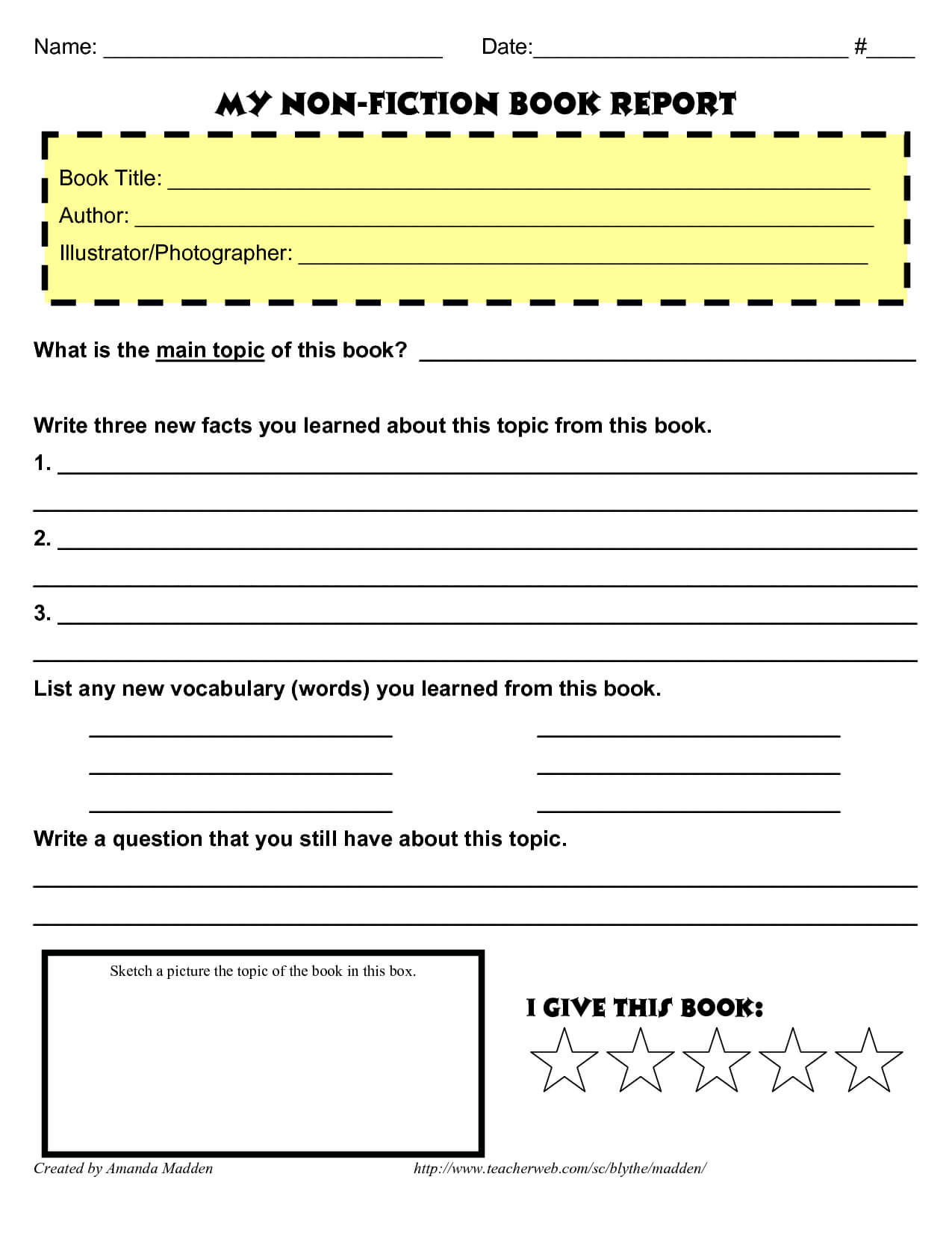 Grade 4 Book Report Template Non Fiction | Book Report For Nonfiction Book Report Template