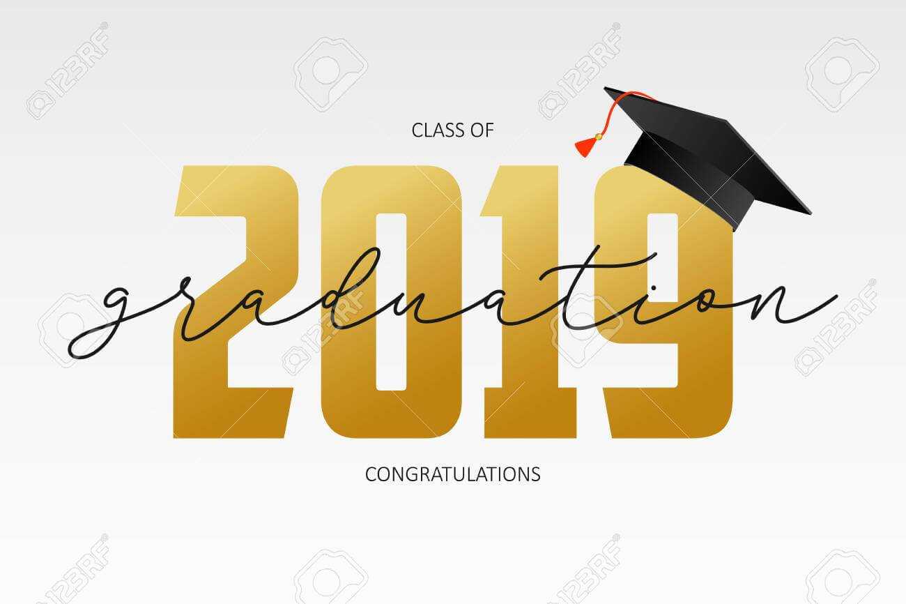 Graduating Card Template. Class Of 2019 – Banner With Gold Numbers.. Pertaining To Graduation Banner Template