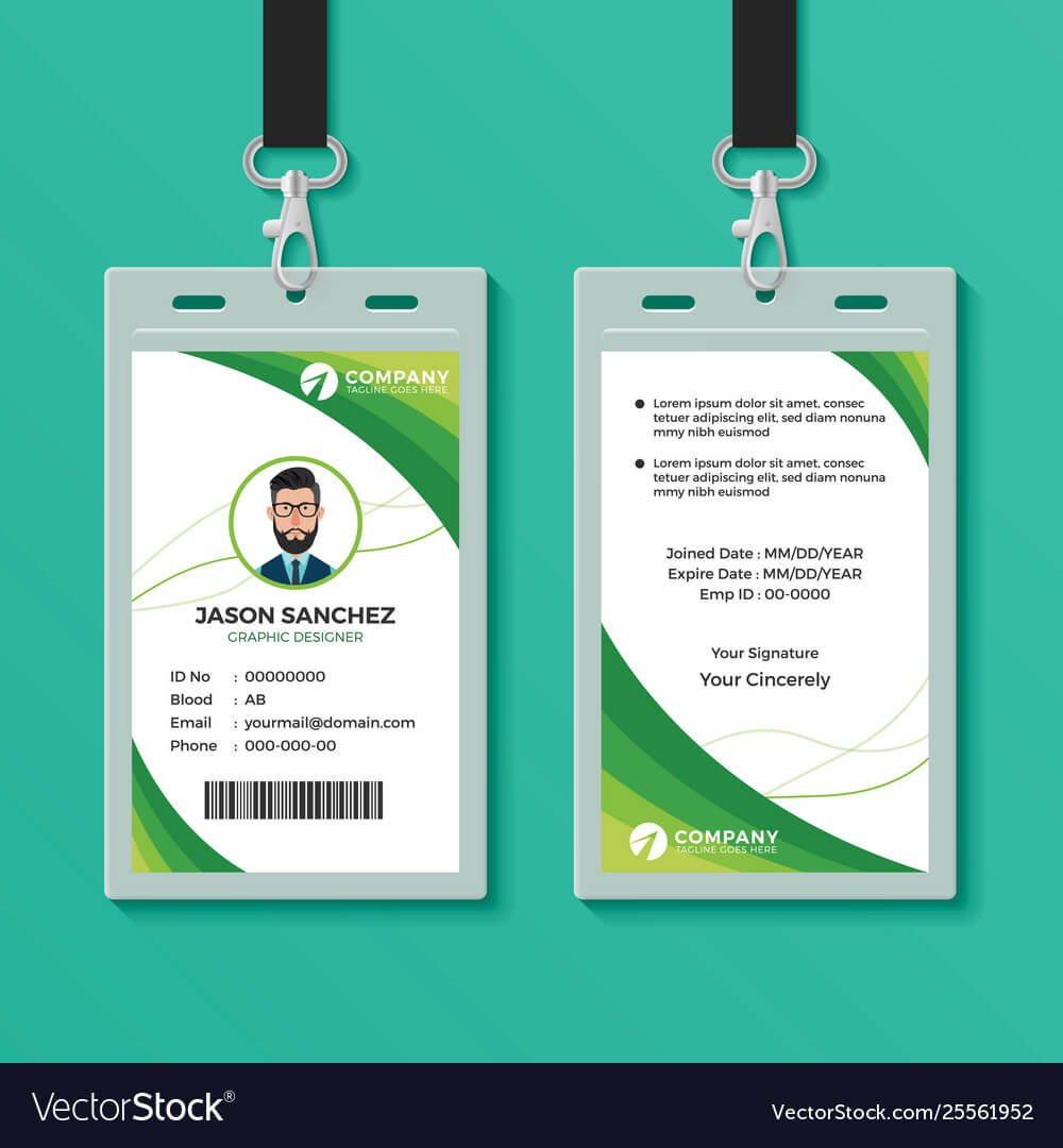 Green Graphic Id Card Design Template Inside Company Id Card Design Template