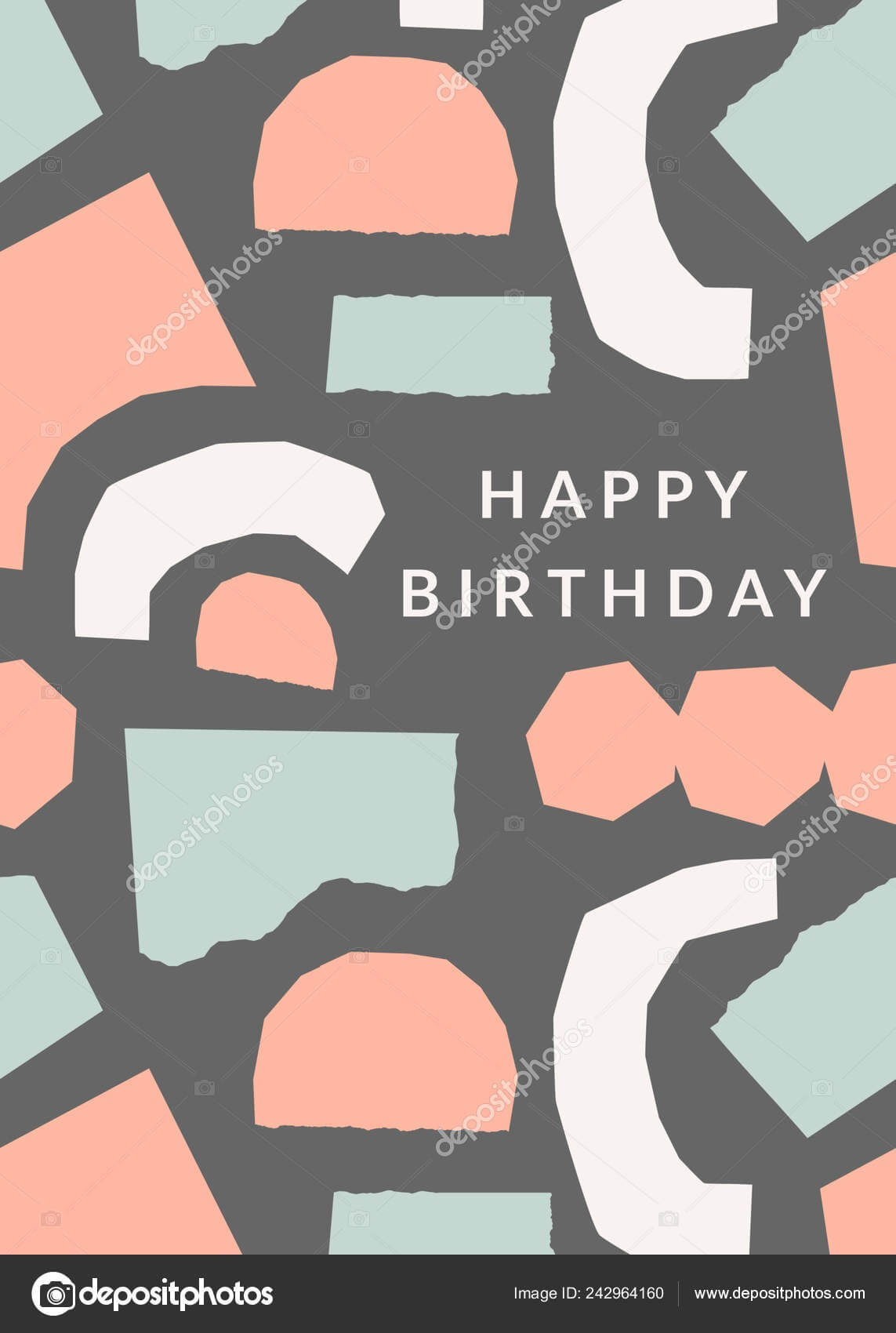 Greeting Card Template Torn Paper Pieces Pastel Colors Text Intended For Birthday Card Collage Template
