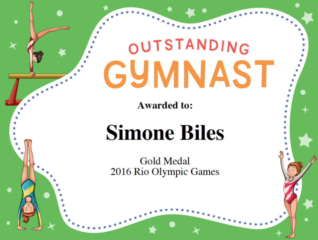 Gymnastics Quotes | Simone Biles, Gabby Douglas & Aly In Gymnastics Certificate Template