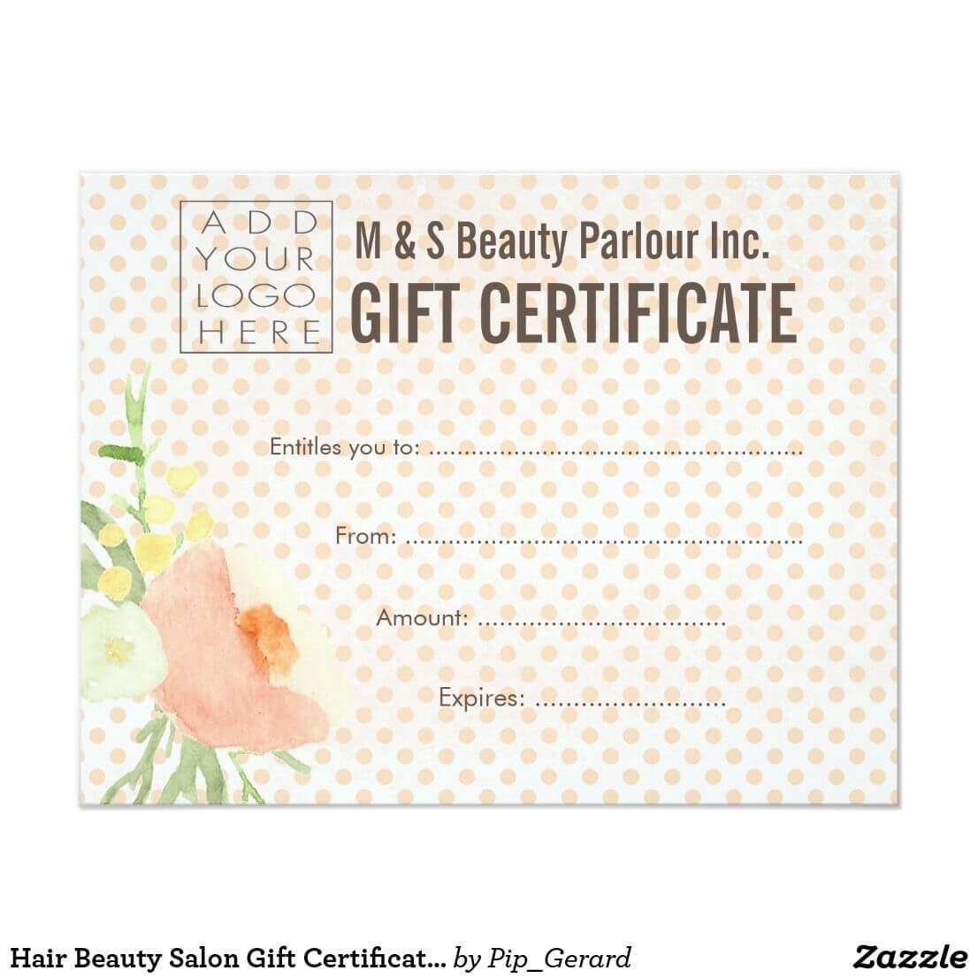 Hair Beauty Salon Gift Certificate Template | Zazzle Pertaining To Salon Gift Certificate Template