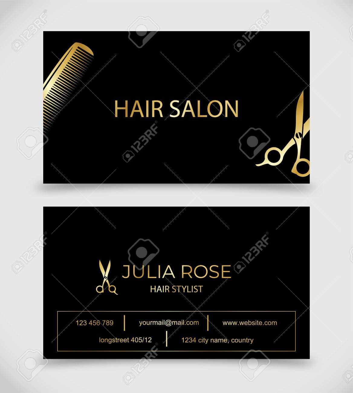 Hair Salon, Hair Stylist Business Card Vector Template With Regard To Hair Salon Business Card Template