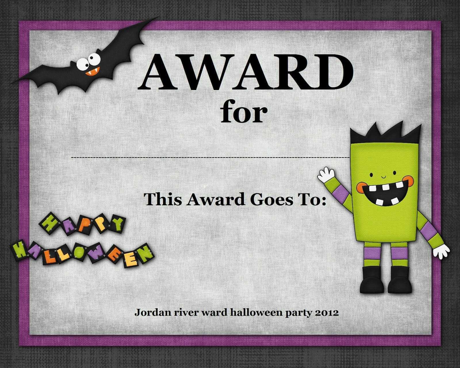 Halloween Costume Award | Halloween Costume Contest With Halloween Costume Certificate Template