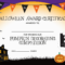 Halloween Pumpkin Decorating Competition Certificate In Halloween Costume Certificate Template