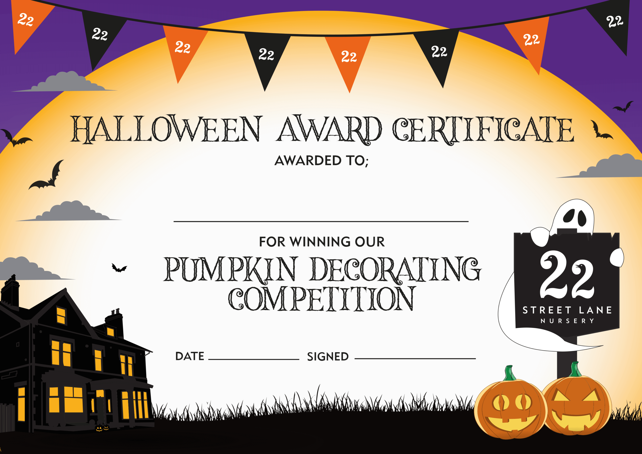 Halloween Pumpkin Decorating Competition Certificate In Halloween Costume Certificate Template