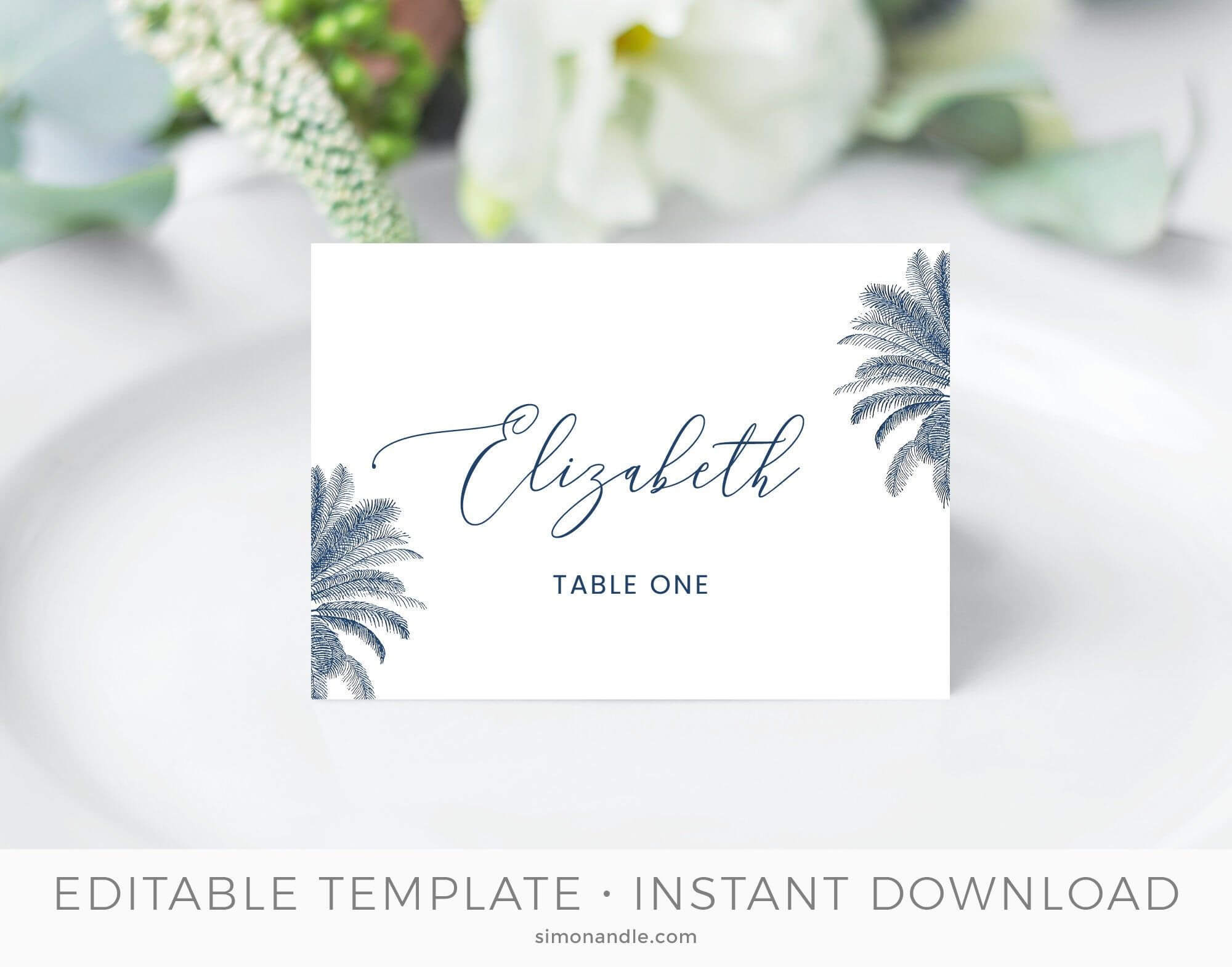 Hamptons Place Cards Template, Beach Tent Cards, Wedding Pertaining To Place Card Setting Template