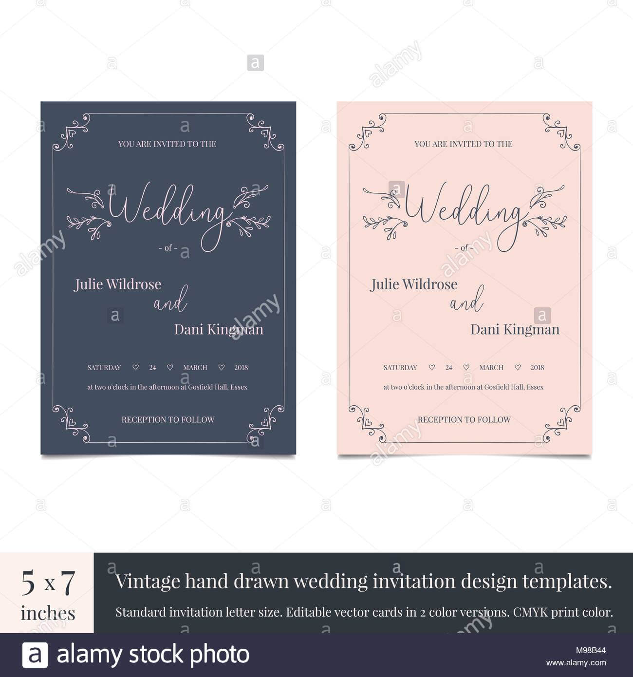 Hand Drawn Doodle Wedding Invitations Design Template. Hand With Regard To Wedding Card Size Template