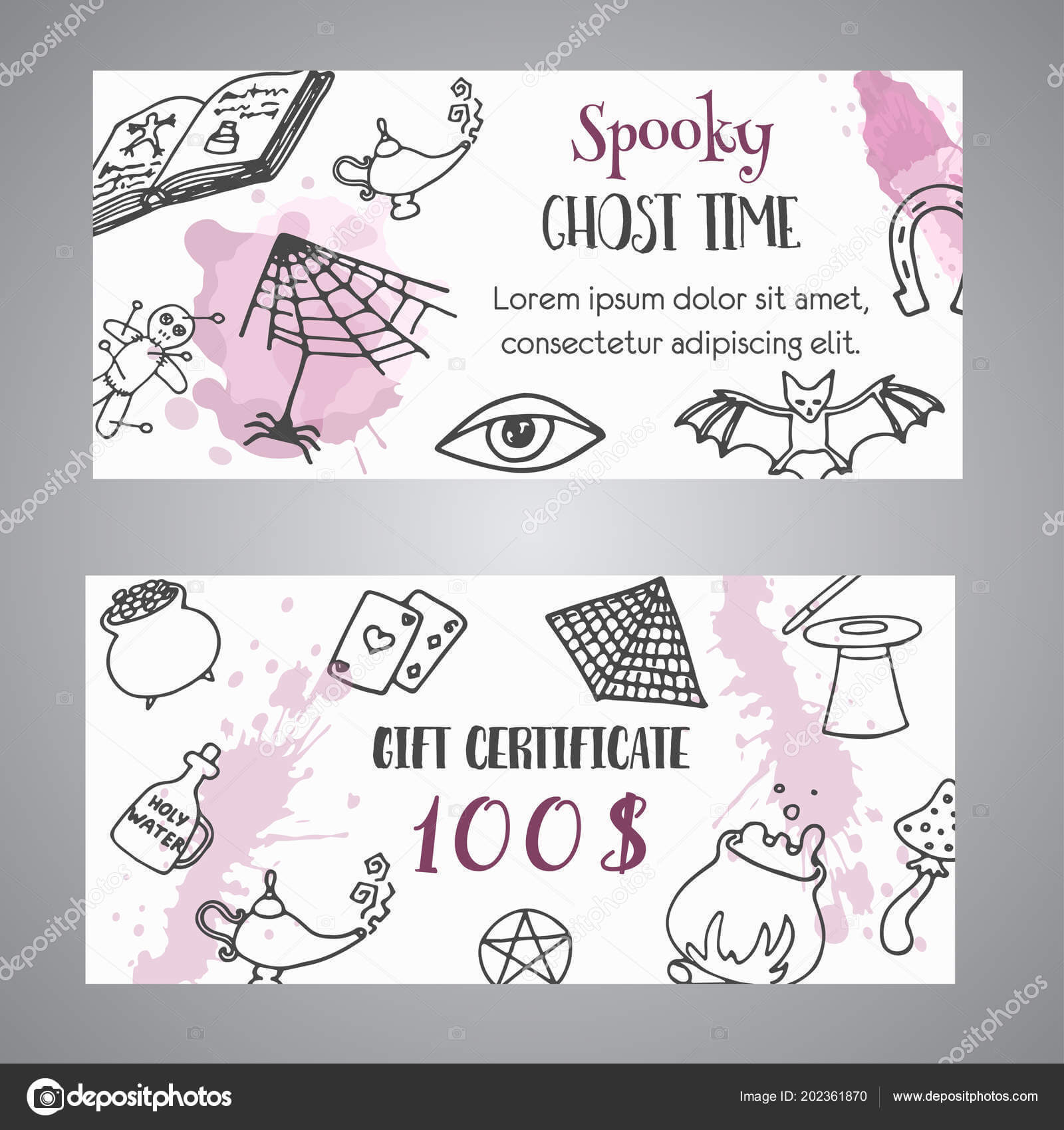 Hand Drawn Halloween Banner Free Voucher Template. Ghost Intended For Halloween Certificate Template