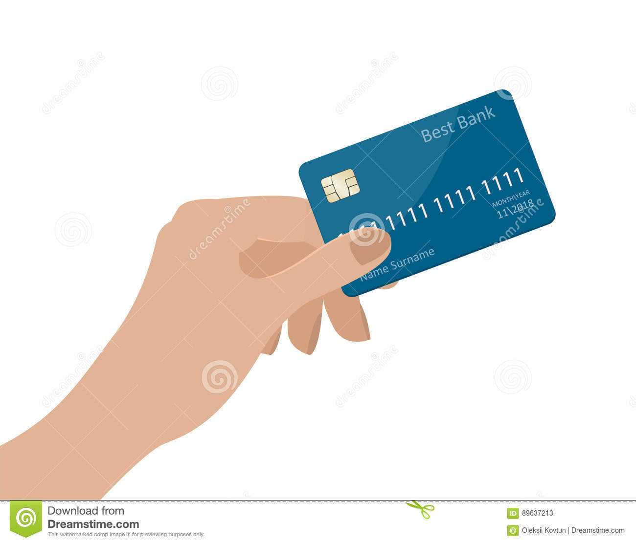 Hand Holding Credit Card. Vector Illustration. Isolated On Intended For Credit Card Templates For Sale