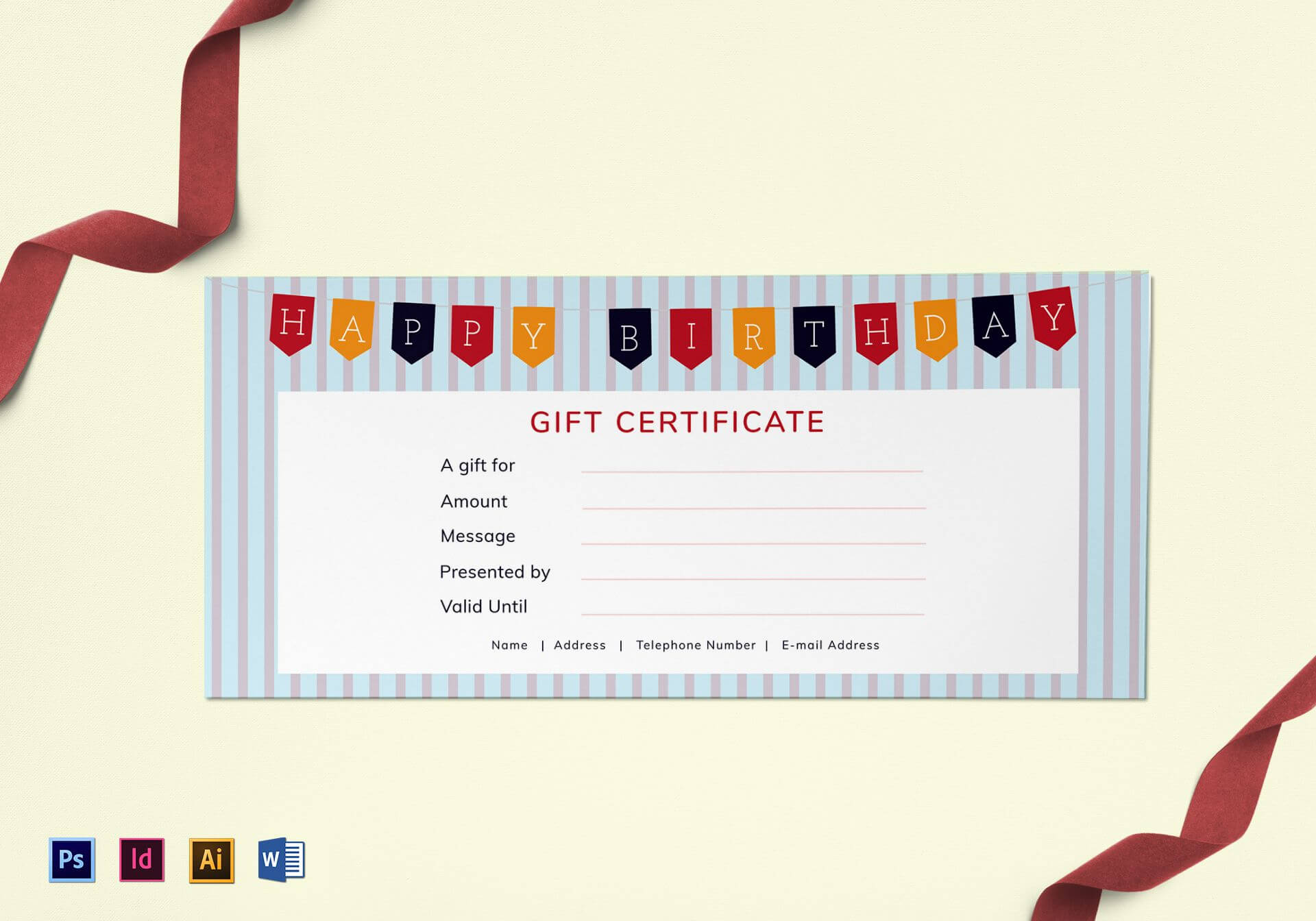 Happy Birthday Gift Certificate Template For Indesign Gift Certificate Template