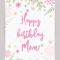 Happy Birthday Mom Template | Happy Birthday Mom Holiday Inside Mom Birthday Card Template