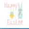 Happy Easter Greeting Card Template With Bunny And Chick For Easter Chick Card Template