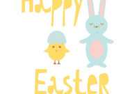 Happy Easter Greeting Card Template With Bunny And with regard to Easter Chick Card Template