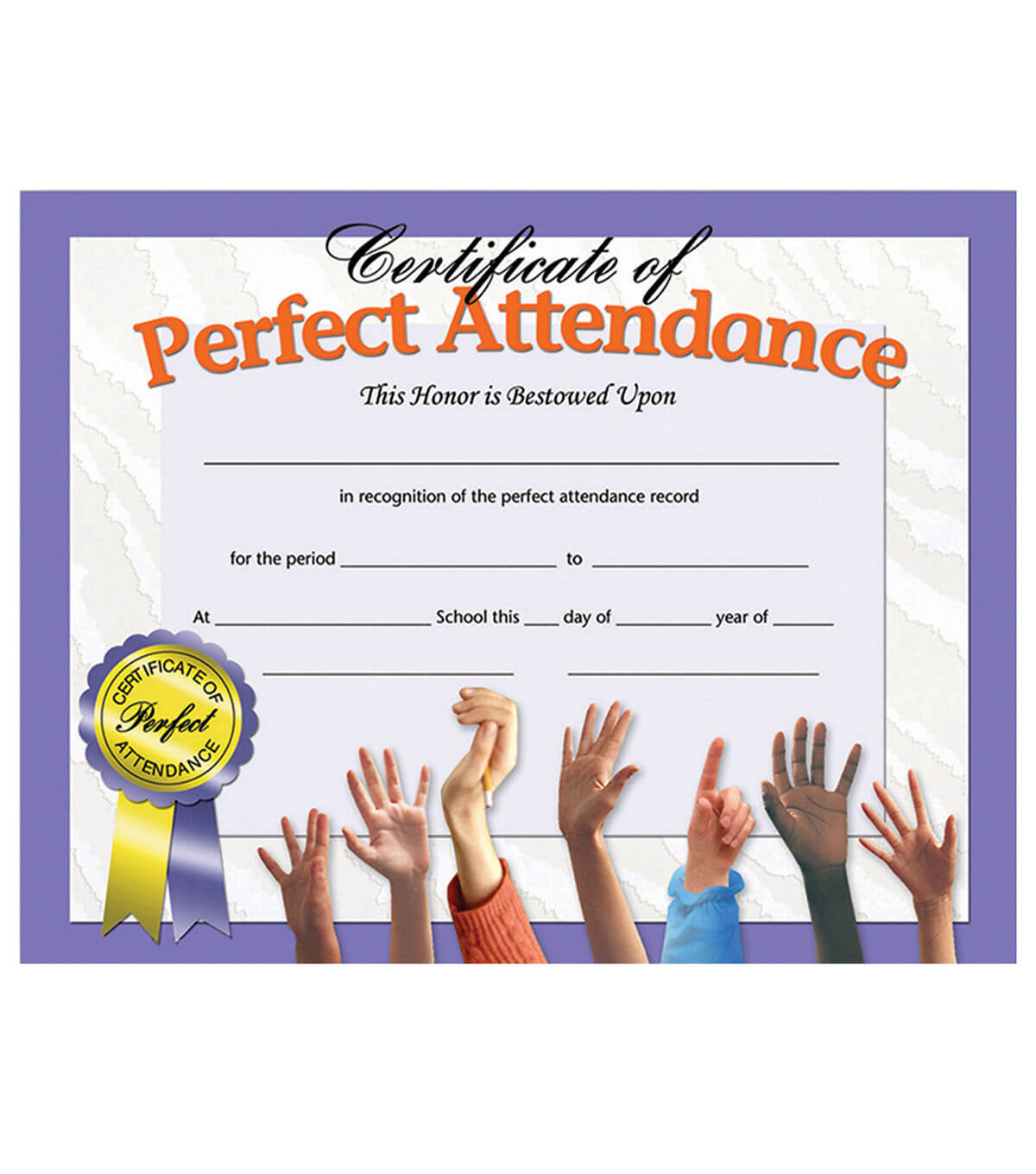 Hayes 180 Pk Perfect Attendance Certificates | Perfect In Hayes Certificate Templates
