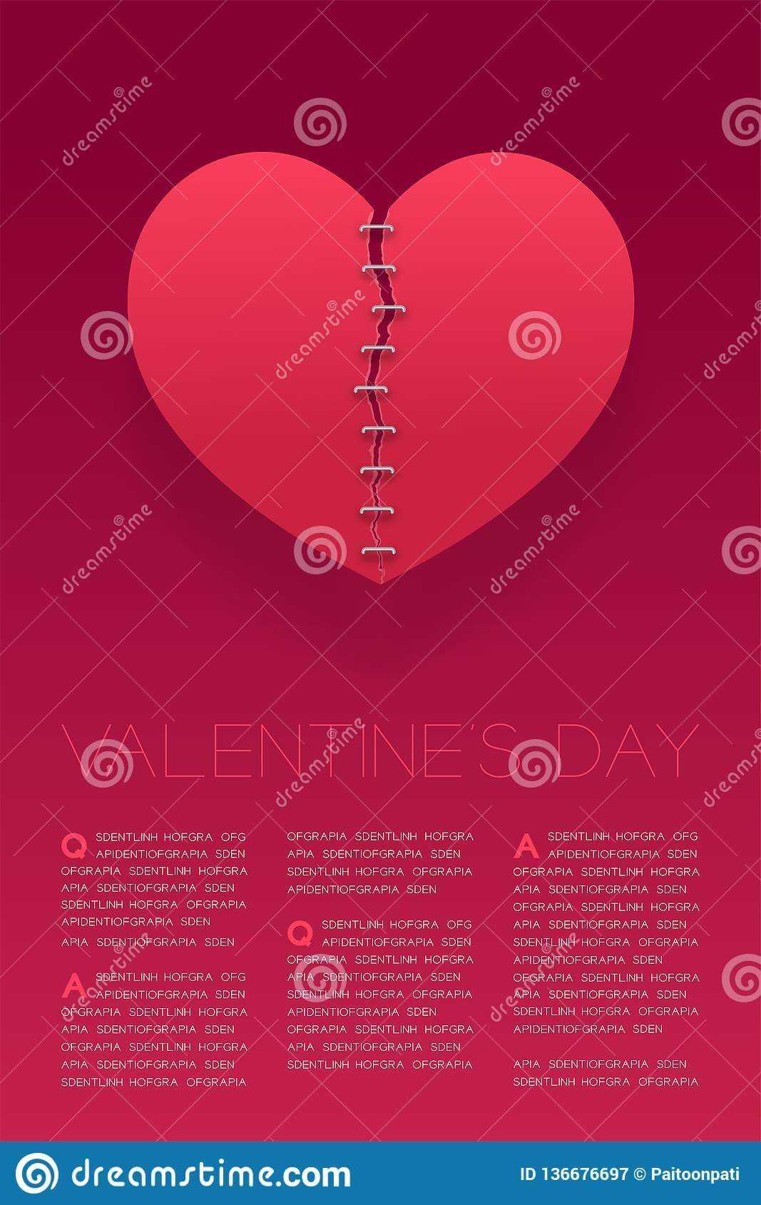 Heart Paper Tear Repairstaples, Valentine`s Day Concept Within Staples Banner Template