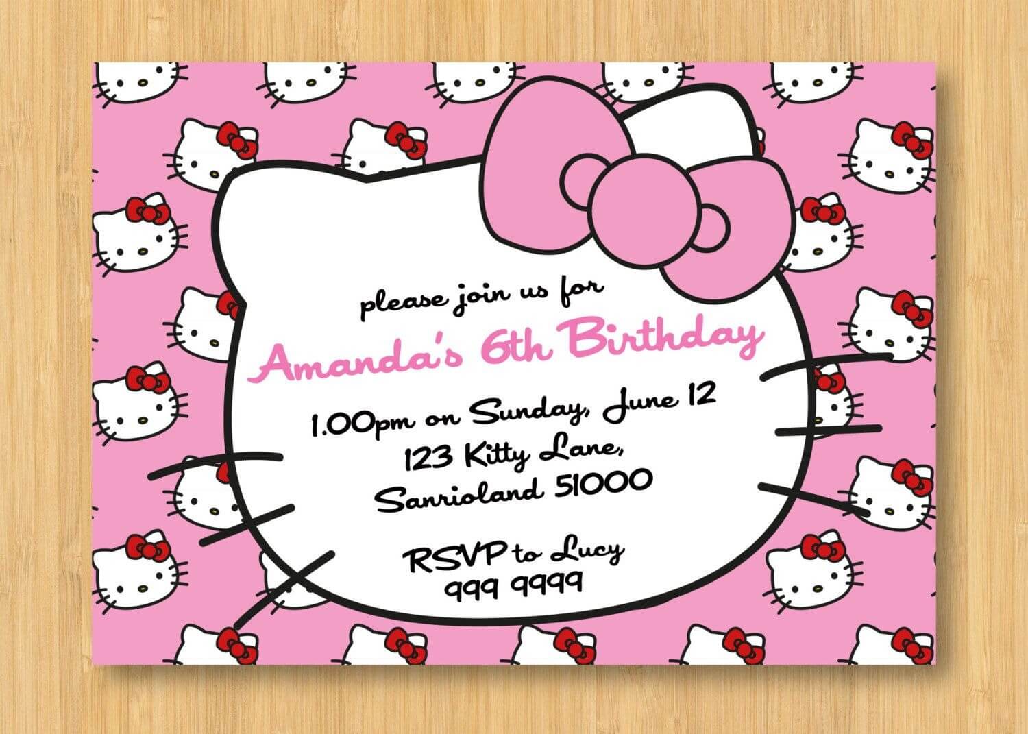 Hello Kitty Birthday Invitations Printable Free – Invitation Regarding Hello Kitty Birthday Card Template Free