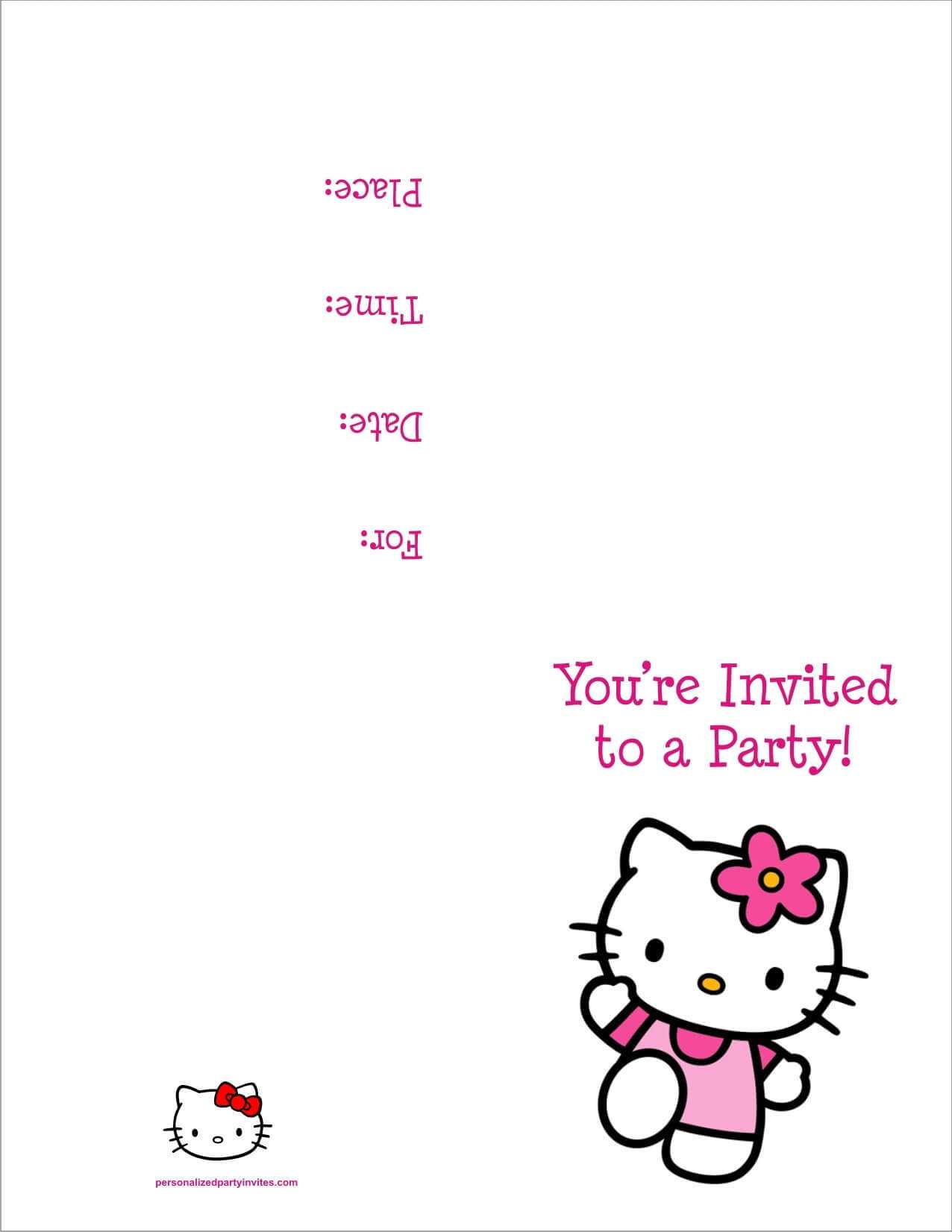 Hello Kitty Free Printable Birthday Party Invitation In Hello Kitty Birthday Card Template Free