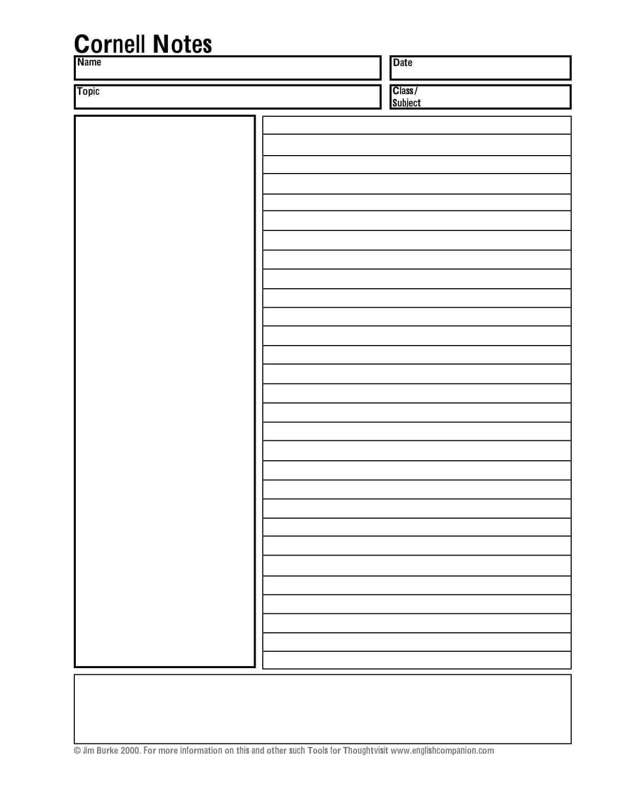 Helping Students Take Better Notes (Teacher Analysis In Note Taking Template Word