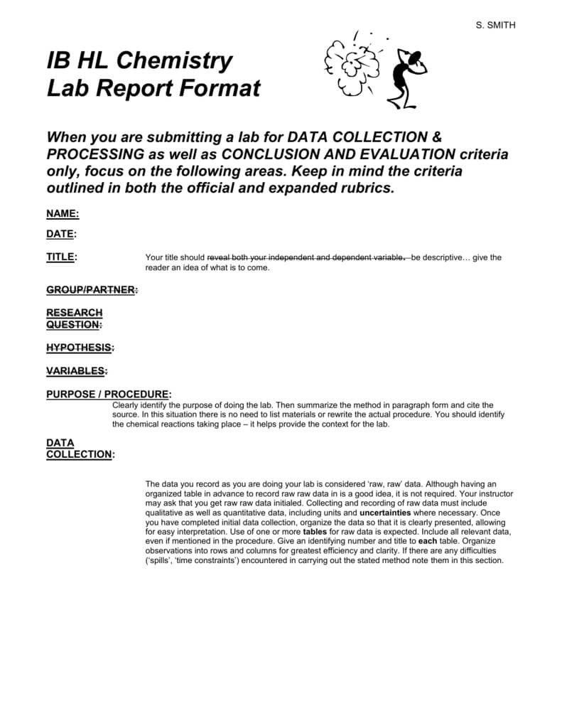 Hl Chemistry Lab Report Format With Lab Report Template Chemistry