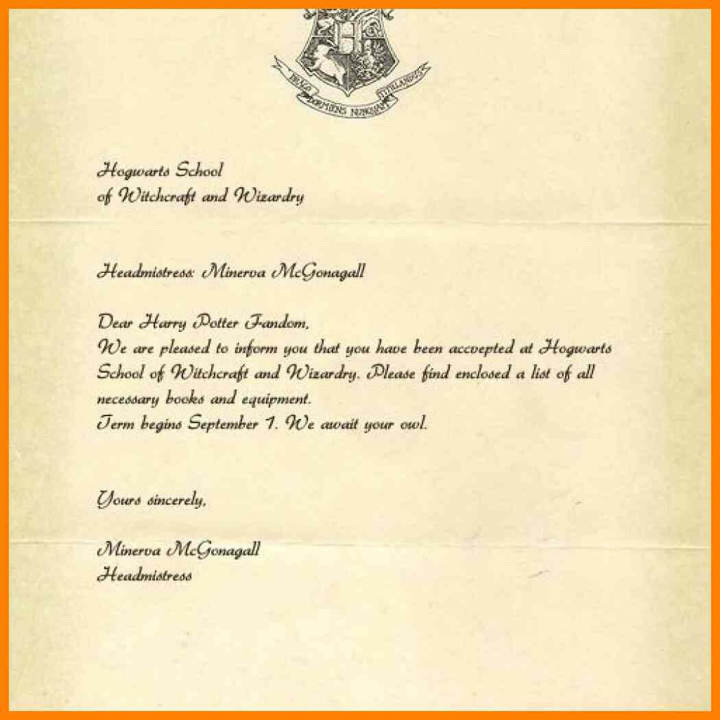 Hogwarts Acceptance Letter Template Microsoft Word – Forza Regarding Harry Potter Certificate Template
